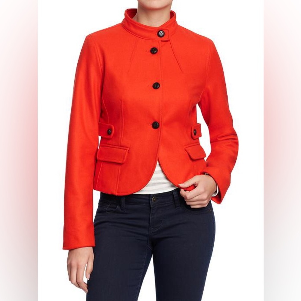 Old Navy Women’s Funnel Neck Military-Style Jacket Coat Bright Orange XL
